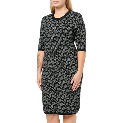 DKNY ,Dress,S/S Logo Intarsia SW,Black/Silver Lurex,XL DKNY ,Dress,S/S Logo Intarsia SW,Black/Silver Lurex,XL