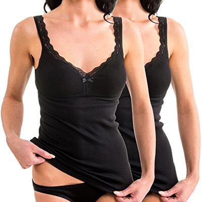 HERMKO 2er Pack Damen BH-Hemd Unterhemd mit Spitze für Cup B + C Weicher, hochwertiger Baumwolle/Modal Mix 175803850 HERMKO 2er Pack Damen BH-Hemd Unterhemd mit Spitze für Cup B + C Weicher, hochwertiger Baumwolle/Modal Mix 175803850