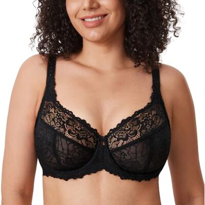 DELIMIRA Damen Minimizer Spitzen BH mit Bügel Vollschalen, Große Größen, ohne Polster, Spitze DELIMIRA Damen Minimizer Spitzen BH mit Bügel Vollschalen, Große Größen, ohne Polster, Spitze