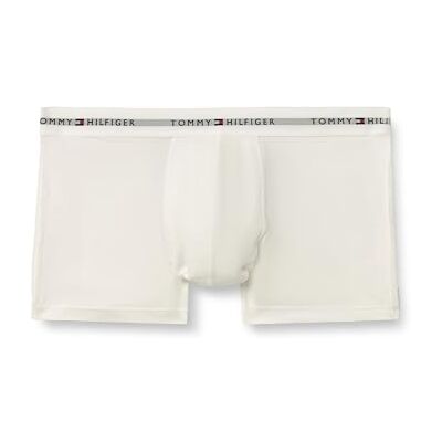 Tommy Hilfiger Herren 3er Pack Boxershorts Trunks mit Logomuster-Bund, Weiß (White/White/White), XL Tommy Hilfiger Herren 3er Pack Boxershorts Trunks mit Logomuster-Bund, Weiß (White/White/White), XL
