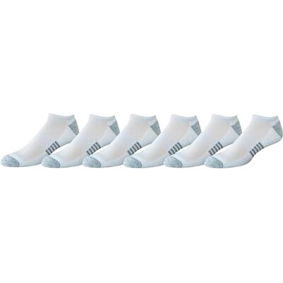 Amazon Men's 6-Pack Performance Cotton Cushioned Athletic No-Show Socks, White, Shoe Size: 6-12 Amazon Men's 6-Pack Performance Cotton Cushioned Athletic No-Show Socks, White, Shoe Size: 6-12