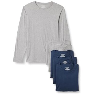 Amazon Unterhemd Herren Slim Fit Unterhemden mit Rundhalsausschnitt, 6er Pack, Mittel Grau Heide/Marineblau, M Amazon Unterhemd Herren Slim Fit Unterhemden mit Rundhalsausschnitt, 6er Pack, Mittel Grau Heide/Marineblau, M