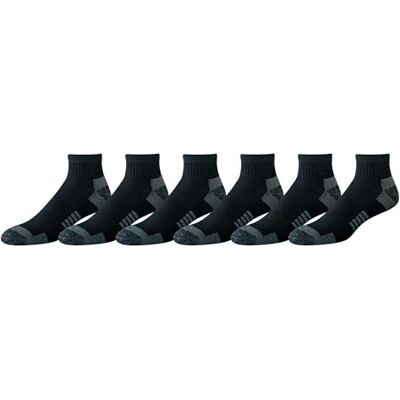 Amazon Men's 6-Pack Performance Cotton Cushioned Athletic Ankle Socks, Black, Shoe Size: 6-12 Amazon Men's 6-Pack Performance Cotton Cushioned Athletic Ankle Socks, Black, Shoe Size: 6-12