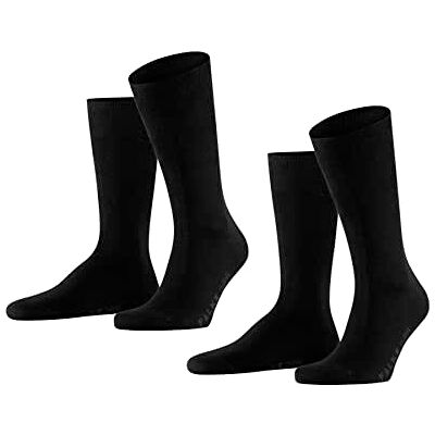 FALKE Herren Socken Swing Multipack M So Baumwolle einfarbig 2 Paar, Schwarz Black 3000, 39-42 FALKE Herren Socken Swing Multipack M So Baumwolle einfarbig 2 Paar, Schwarz Black 3000, 39-42