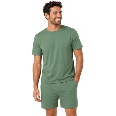 Light & Shade Pyjama-Set mit Oberteil und kurzer Hose für Herren, Grün, S Light & Shade Pyjama-Set mit Oberteil und kurzer Hose für Herren, Grün, S