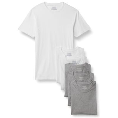 Amazon Unterhemd Herren Slim Fit Unterhemden mit Rundhalsausschnitt, 6er Pack, Mittel Grau Heide/Weiß, M Amazon Unterhemd Herren Slim Fit Unterhemden mit Rundhalsausschnitt, 6er Pack, Mittel Grau Heide/Weiß, M