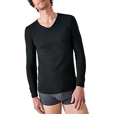 Damart Herren Langärmeliges, V-Ausschnitt, Interlock-Mesh T-Shirt, Schwarz, L Damart Herren Langärmeliges, V-Ausschnitt, Interlock-Mesh T-Shirt, Schwarz, L