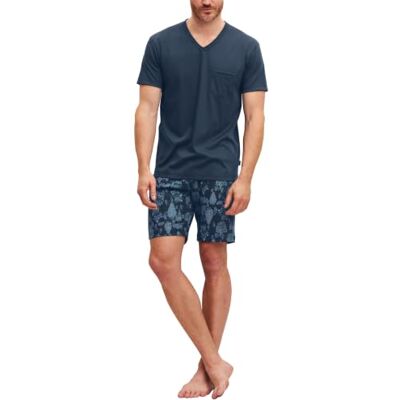 CALIDA Relax Streamline Kurz-Pyjama Herren, Schlafanzug aus 100% Baumwolle, atmungsaktiv, hautfreundlich, pflegeleicht Night Shadow 56 CALIDA Relax Streamline Kurz-Pyjama Herren, Schlafanzug aus 100% Baumwolle, atmungsaktiv, hautfreundlich, pflegeleicht Night Shadow 56