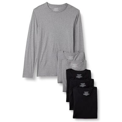 Amazon Unterhemd Herren Slim Fit Unterhemden mit Rundhalsausschnitt, 6er Pack, Schwarz/Grau Heide, S Amazon Unterhemd Herren Slim Fit Unterhemden mit Rundhalsausschnitt, 6er Pack, Schwarz/Grau Heide, S
