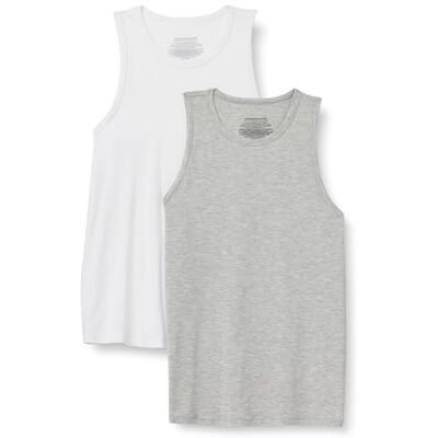 Amazon Herren Superweiches Ärmelloses Unterhemd Aus Leichtem Modal, 2er-Pack, Mittelgrau Meliert/Weiß, XL Amazon Herren Superweiches Ärmelloses Unterhemd Aus Leichtem Modal, 2er-Pack, Mittelgrau Meliert/Weiß, XL