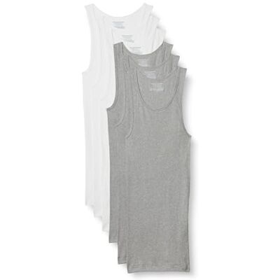 Amazon Unterhemden Herren, Leichtes Tank-Design, 6er-Pack, Mittelgrau Meliert/Weiß, M Amazon Unterhemden Herren, Leichtes Tank-Design, 6er-Pack, Mittelgrau Meliert/Weiß, M
