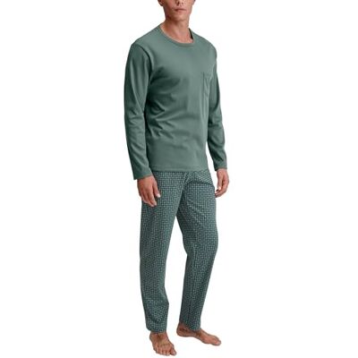 CALIDA Relax Comfy Pyjama Herren, Langer Schlafanzug aus 100% Dicker Baumwolle, stoffüberzogener Gummibund, lockerer Schnitt Dark Glen 50 CALIDA Relax Comfy Pyjama Herren, Langer Schlafanzug aus 100% Dicker Baumwolle, stoffüberzogener Gummibund, lockerer Schnitt Dark Glen 50