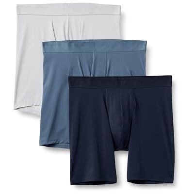 Amazon Herren Boxershorts aus Mikrofaser, Unterwäsche, 3er-Pack, Blau/Hellgrau/Marineblau Blau, M Amazon Herren Boxershorts aus Mikrofaser, Unterwäsche, 3er-Pack, Blau/Hellgrau/Marineblau Blau, M