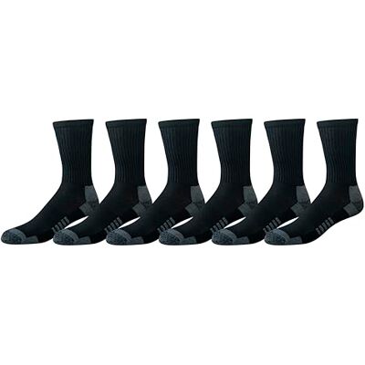 Amazon Men's 6-Pack Performance Cotton Cushioned Athletic Crew Socks, Black, Shoe Size: 12-16 Amazon Men's 6-Pack Performance Cotton Cushioned Athletic Crew Socks, Black, Shoe Size: 12-16