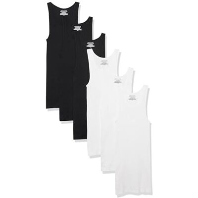 Amazon Unterhemden Herren, Leichtes Tank-Design, 6er-Pack, Schwarz/Weiß, M Amazon Unterhemden Herren, Leichtes Tank-Design, 6er-Pack, Schwarz/Weiß, M