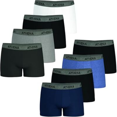 Athena Packung mit 8 Ecopack-Boxershorts für Herren Atmungsaktive Boxershorts aus Stretch-Baumwolle Oeko-TEX Standard 100 Label Ergonomischer Schnitt, Frontfutter, Komfort und Halt Athena Packung mit 8 Ecopack-Boxershorts für Herren Atmungsaktive Boxershorts aus Stretch-Baumwolle Oeko-TEX Standard 100 Label Ergonomischer Schnitt, Frontfutter, Komfort und Halt