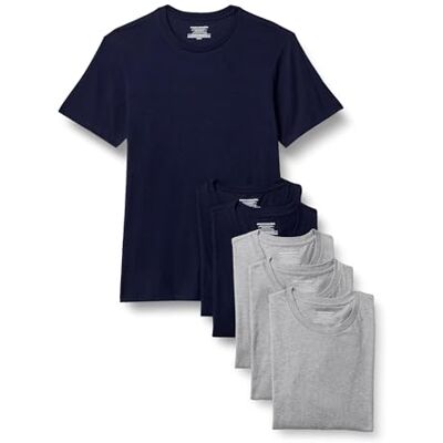 Amazon Unterhemd Herren Slim Fit Unterhemden mit Rundhalsausschnitt, 6er Pack, Mittel Grau Heide/Marineblau, XL Amazon Unterhemd Herren Slim Fit Unterhemden mit Rundhalsausschnitt, 6er Pack, Mittel Grau Heide/Marineblau, XL