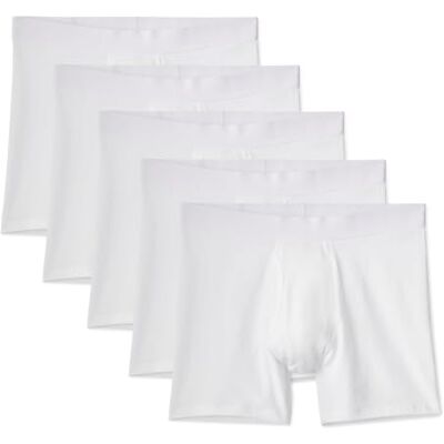 Amazon Herren Boxershorts aus Baumwoll-Jersey, 5er Pack, Weiß, XXS Amazon Herren Boxershorts aus Baumwoll-Jersey, 5er Pack, Weiß, XXS
