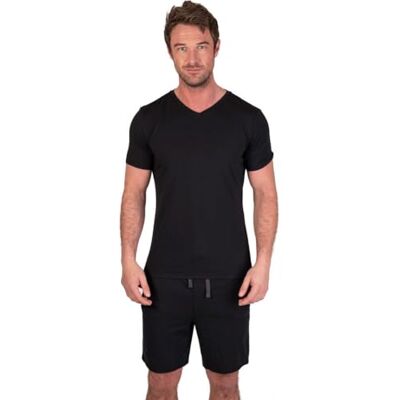 Light & Shade Pyjama-Set mit Oberteil und kurzer Hose für Herren, Schwarz, L Light & Shade Pyjama-Set mit Oberteil und kurzer Hose für Herren, Schwarz, L