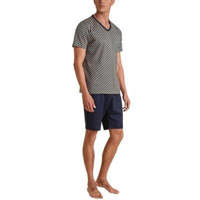 CALIDA Relax Imprint Kurz-Pyjama Herren, aus 100% Baumwolle, Hose mit stoffbezogenem Gummibund CALIDA Relax Imprint Kurz-Pyjama Herren, aus 100% Baumwolle, Hose mit stoffbezogenem Gummibund