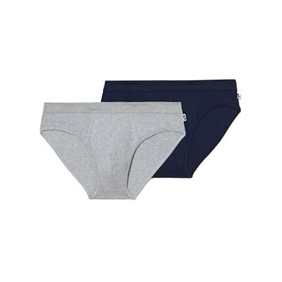 Abanderado 2er-Pack Herren-Slip aus elastischer Baumwolle, geschlossen, grau/blau, 52 Abanderado 2er-Pack Herren-Slip aus elastischer Baumwolle, geschlossen, grau/blau, 52
