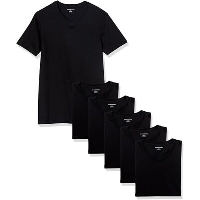 Amazon Unterhemden Herren mit V-Ausschnitt, Atmungsaktiv, Baumwolle, 6er-Pack, Schwarz, XS Amazon Unterhemden Herren mit V-Ausschnitt, Atmungsaktiv, Baumwolle, 6er-Pack, Schwarz, XS