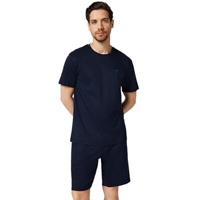 Giorgio Armani Luxuriöser kurzer Herren-Pyjama, Blau, Größe S, blau, S Giorgio Armani Luxuriöser kurzer Herren-Pyjama, Blau, Größe S, blau, S