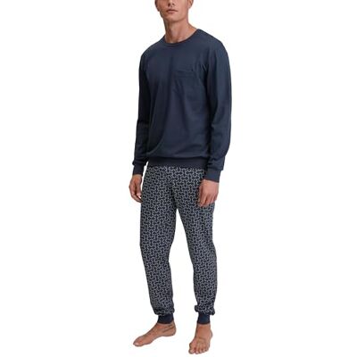 CALIDA Relax Imprint Bündchen-Pyjama Herren, Schlafanzug, 100% Baumwolle, pflegeleicht, elastisch & formstabil, in Single Jersey Coastal Fjord 56 CALIDA Relax Imprint Bündchen-Pyjama Herren, Schlafanzug, 100% Baumwolle, pflegeleicht, elastisch & formstabil, in Single Jersey Coastal Fjord 56