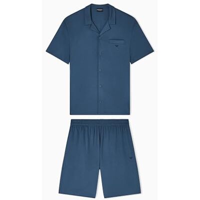 Giorgio Armani Luxuriöses Herrenhemd + Shorts, Pyjama, Blau, Größe S Giorgio Armani Luxuriöses Herrenhemd + Shorts, Pyjama, Blau, Größe S