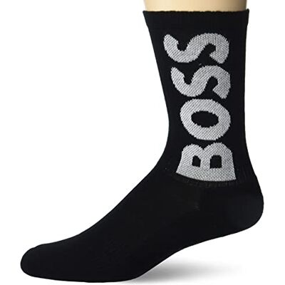 Boss Hugo Herren Solid Big Logo Gerippte Socken, Black Fog, 7-13 US Boss Hugo Herren Solid Big Logo Gerippte Socken, Black Fog, 7-13 US