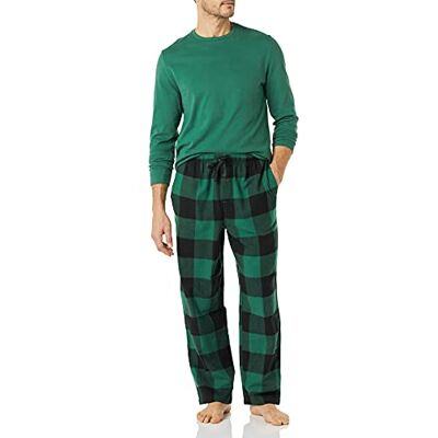Amazon Herren-Schlafanzug-Set aus weichem Flanell (erhältlich in Big & Tall), Grün/Büffelkaro, Größe XL Amazon Herren-Schlafanzug-Set aus weichem Flanell (erhältlich in Big & Tall), Grün/Büffelkaro, Größe XL