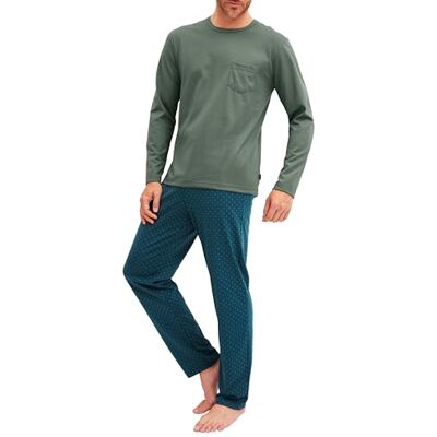 CALIDA Relax Imprint Pyjama Herren, Langer Schlafanzug aus 100% Baumwolle, pflegeleicht, elastisch & formstabil, in Single Jersey Laurel Green 56 CALIDA Relax Imprint Pyjama Herren, Langer Schlafanzug aus 100% Baumwolle, pflegeleicht, elastisch & formstabil, in Single Jersey Laurel Green 56