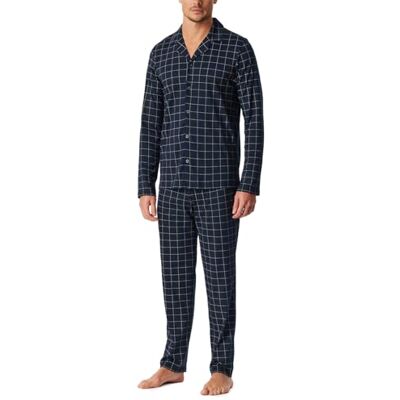 Schiesser Herren Schlafanzug lang mit Knöpfen wärmere Baumwolle Fein Interlock Schiesser Herren Schlafanzug lang mit Knöpfen wärmere Baumwolle Fein Interlock