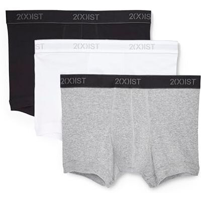 2(X)IST )IST)ist)IST Herren Essential Cotton No Show Trunk 3er-Pack, Weiß/Schwarz/Grau Heather, Large 2(X)IST )IST)ist)IST Herren Essential Cotton No Show Trunk 3er-Pack, Weiß/Schwarz/Grau Heather, Large