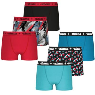Athena Athéna Jungen POP Unterwäsche, Rouge/Piment/Noir/Pasteque, 6-8 Jahre Athena Athéna Jungen POP Unterwäsche, Rouge/Piment/Noir/Pasteque, 6-8 Jahre