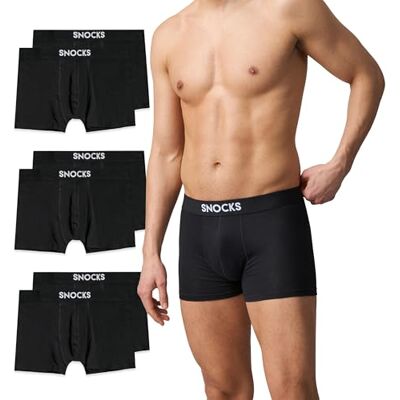 Snocks Boxershorts Herren aus Bio-Baumwolle, 6er Pack Schwarz elastischer Gummibund, atmungsaktiv, kein juckendes Etikett, Unterhosen Herren ideal für Sport & Alltag, Gr. S 5XL Snocks Boxershorts Herren aus Bio-Baumwolle, 6er Pack Schwarz elastischer Gummibund, atmungsaktiv, kein juckendes Etikett, Unterhosen Herren ideal für Sport & Alltag, Gr. S 5XL