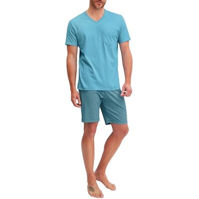 CALIDA Relax Streamline Kurz-Pyjama Herren Retro Blue 50 CALIDA Relax Streamline Kurz-Pyjama Herren Retro Blue 50
