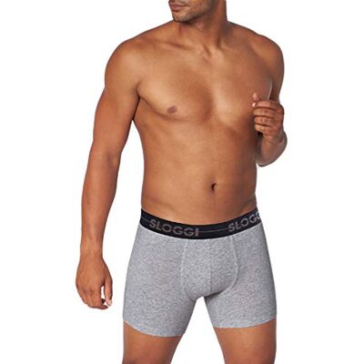 Sloggi men Herren Go Short C3P Boxershorts, Light Grey Melange, 4 Sloggi men Herren Go Short C3P Boxershorts, Light Grey Melange, 4