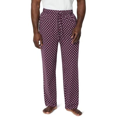 Amazon Herren Pyjamahose aus Baumwoll-Modal, Dunkles Burgunderrot Geo, M Amazon Herren Pyjamahose aus Baumwoll-Modal, Dunkles Burgunderrot Geo, M