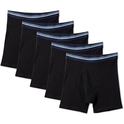 Amazon Herren Atmungsaktive Boxershorts aus Baumwolle, ohne Etikett, 5er-Pack, Schwarz, XL Amazon Herren Atmungsaktive Boxershorts aus Baumwolle, ohne Etikett, 5er-Pack, Schwarz, XL