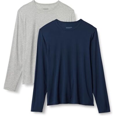 Amazon Herren-Unterhemd aus superweichem Modal, langärmelig, Medium Grey Heather/Navy, Medium Amazon Herren-Unterhemd aus superweichem Modal, langärmelig, Medium Grey Heather/Navy, Medium
