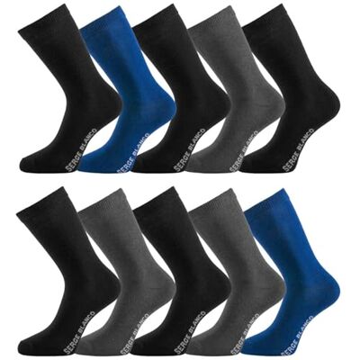 Blanco Herrensocken, gekämmte Baumwolle, weich, 10 Stück, hohe Socken, bequem, Größe 39/42, Schwarz/Grau/Marineblau, 39-42 Blanco Herrensocken, gekämmte Baumwolle, weich, 10 Stück, hohe Socken, bequem, Größe 39/42, Schwarz/Grau/Marineblau, 39-42