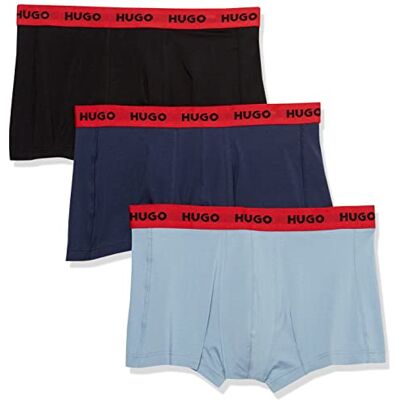 HUGO Herren 3er-Pack Stretch-Shorts aus Baumwolle mit Auffälligem Logo Boxershorts, Fichtenblau/Eisblau/Solid Black, Small HUGO Herren 3er-Pack Stretch-Shorts aus Baumwolle mit Auffälligem Logo Boxershorts, Fichtenblau/Eisblau/Solid Black, Small