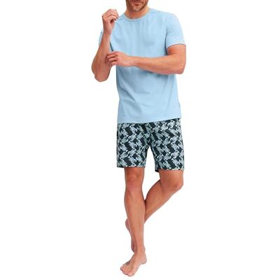 CALIDA Relax Imprint Kurz-Pyjama Herren Atlantic Blue 50 CALIDA Relax Imprint Kurz-Pyjama Herren Atlantic Blue 50