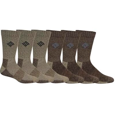 Columbia Herren Feuchtigkeitsregulierende Crew, 6er-Pack Socken, Khaki/Braun, 37.5-46 EU Columbia Herren Feuchtigkeitsregulierende Crew, 6er-Pack Socken, Khaki/Braun, 37.5-46 EU