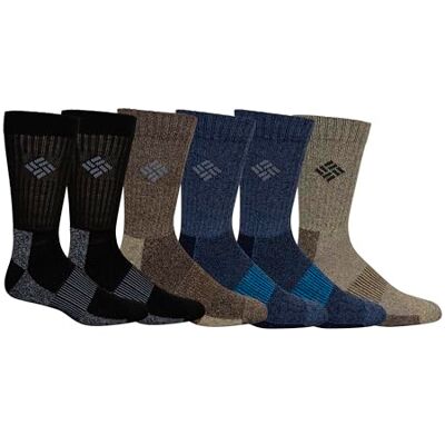Columbia Herren Feuchtigkeitsregulierende Crew, 6er-Pack Socken, Khaki/Marineblau/Braun/Schwarz, 37.5-46 EU Columbia Herren Feuchtigkeitsregulierende Crew, 6er-Pack Socken, Khaki/Marineblau/Braun/Schwarz, 37.5-46 EU