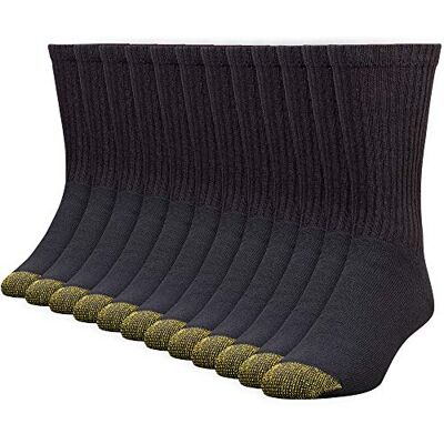 Gold Toe Herren 656S Cotton Crew Athletic Socken, mehre Paare, Schwarz (12 Paar), Large Gold Toe Herren 656S Cotton Crew Athletic Socken, mehre Paare, Schwarz (12 Paar), Large