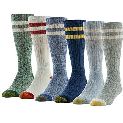 Gold Toe Herren Harrington Crew, Multipairs Socken, Retro-Streifen (6 Paar), Large (6er Pack) Gold Toe Herren Harrington Crew, Multipairs Socken, Retro-Streifen (6 Paar), Large (6er Pack)