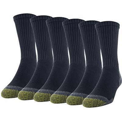 Gold Toe Herren Work Cotton Crew Socks, 6 Pairs Socken, Schwarz/Grau (6 Paar), L EU Gold Toe Herren Work Cotton Crew Socks, 6 Pairs Socken, Schwarz/Grau (6 Paar), L EU