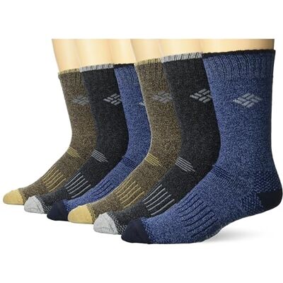 Columbia Herren Feuchtigkeitsregulierende Quarter Crew, 6er-Pack Socken, Khaki/Marineblau/Braun/Schwarz, 37.5-46 EU Columbia Herren Feuchtigkeitsregulierende Quarter Crew, 6er-Pack Socken, Khaki/Marineblau/Braun/Schwarz, 37.5-46 EU
